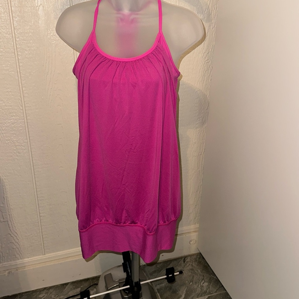 Lululemon pink layered built in sports bra tank athletic drape